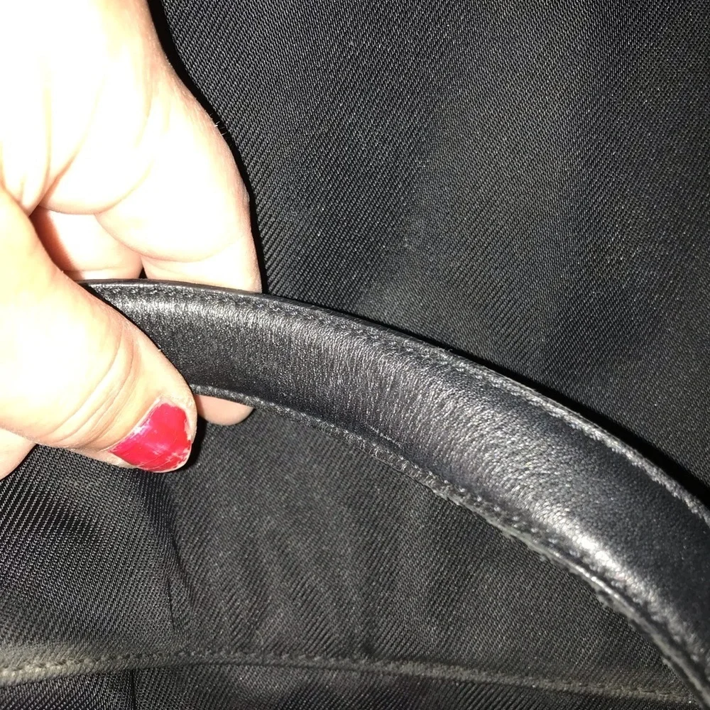 Coach black nylon leather shoulder bag removalable leather strap $$